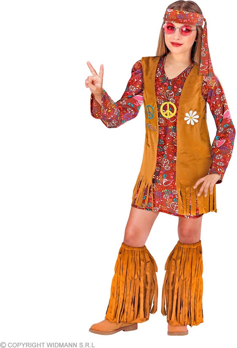 Hippie Kostuum | Vredeskind Hippe Hanna | Meisje | Maat 116 | Carnaval kostuum | Verkleedkleding